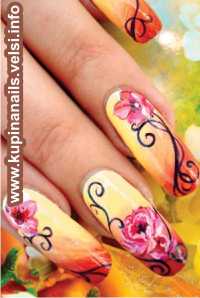 Чтобы создать объем и много ярусность цветка, следует использовать богатую палитру (в рисунке на ногте) из розовых и красных оттенков. 
