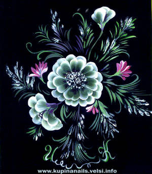 Маникюр, привлекательный цветок на ногтях по китайской технологии росписи ногтей. Как рисовать на ногтях пион.
