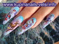 Роспись ногтей: зимний пейзаж. Нижний слева рисунок на ногтях - работа Ирины Купиной.