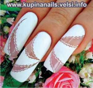 Свадебные ногти, дизайн ногтей к свадьбе, учимся как рисовать на ногтях - белой краской наносим фон.